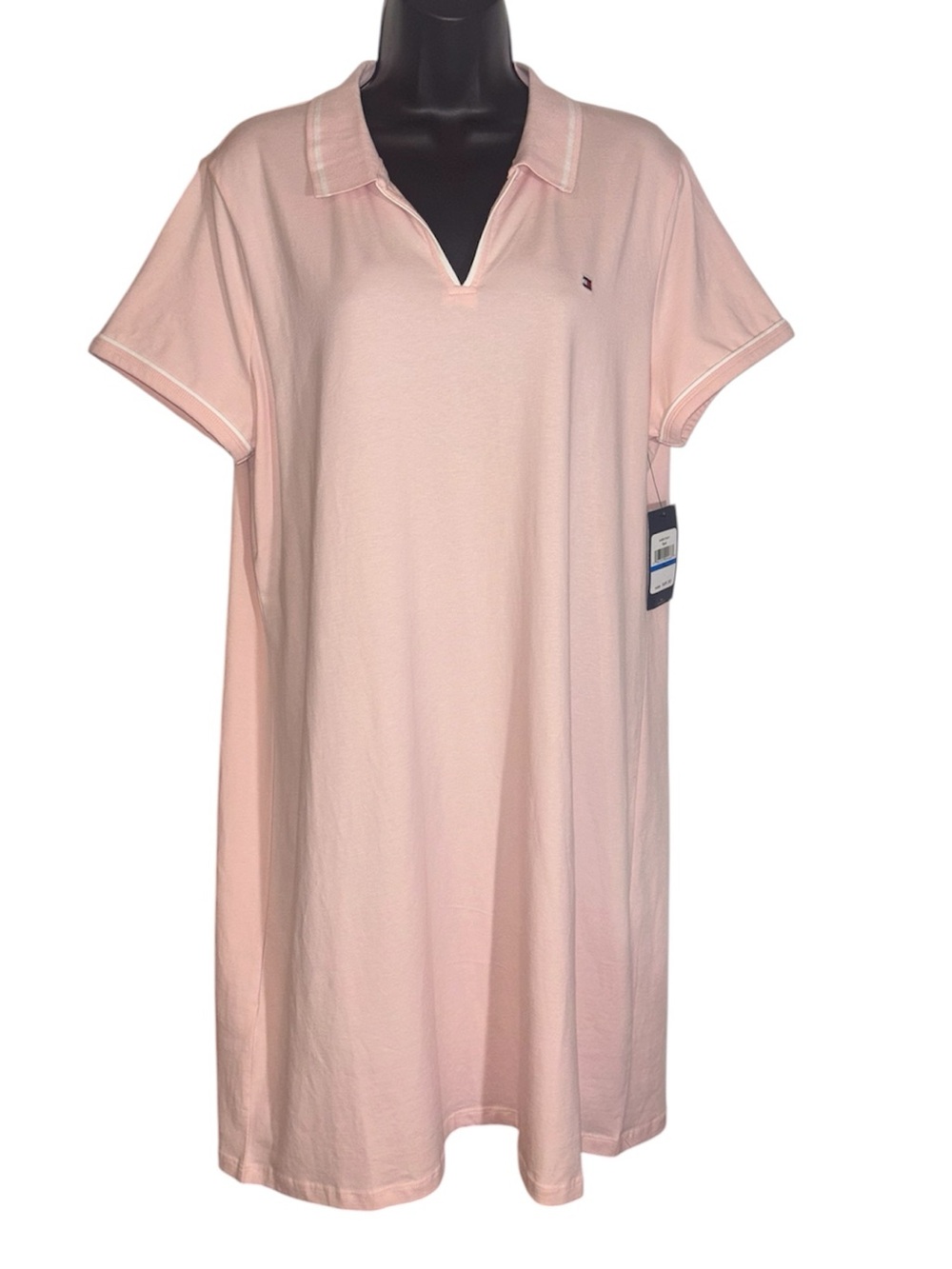 Tommy Hilfiger Polo Shirt Dress Pink Split Neck Short Sleeve Women’s Size XL